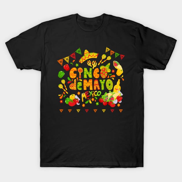 Cinco de Mayo Mexican Fiesta T-Shirt by BadDesignCo